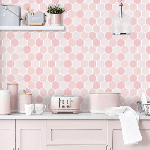 kitchen backsplash peel and stick hexagon vinyl tiles