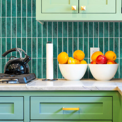 peel and stick kitchen backsplash green finger tiles