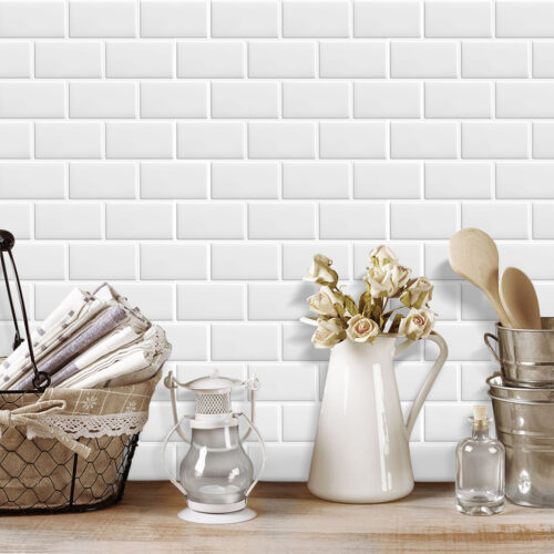 thicker upgrade pure white metro tiles for kitchen walls