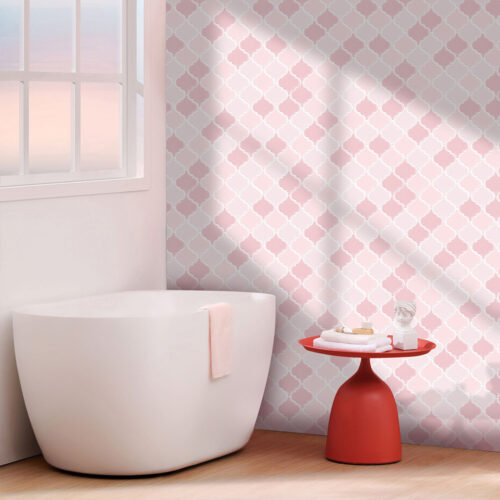 peel and stick pink arabesque tiles for shower walls