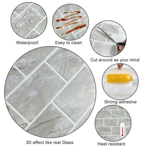 3d gray marble tile features