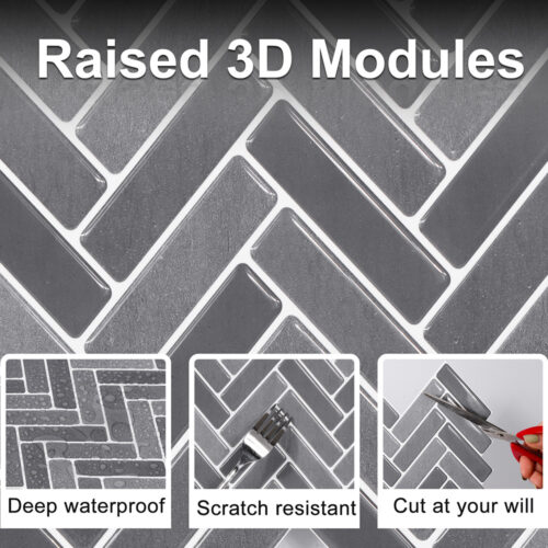 3d waterproof herringbone marble tile