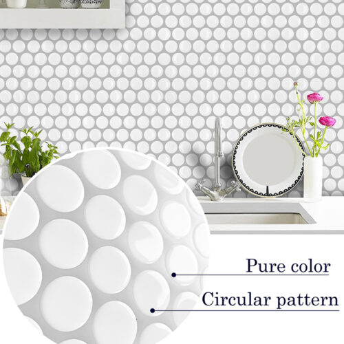 3d white penny tile backsplash