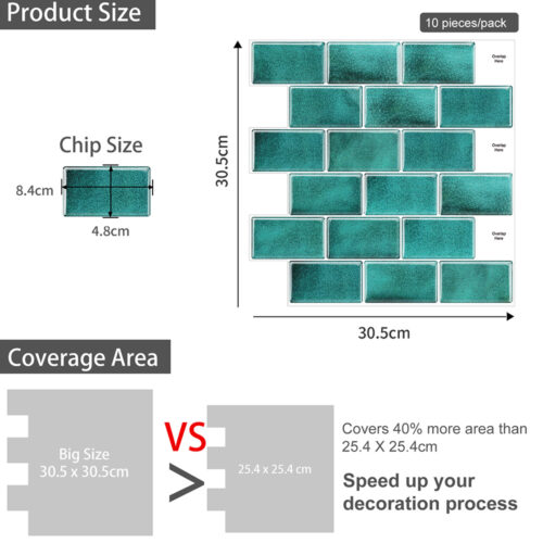 big size adhesive green marble subway tile