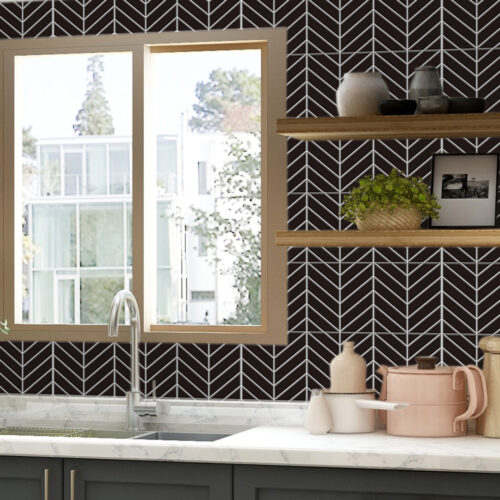 peel and stick kitchen tile herringbone backsplash