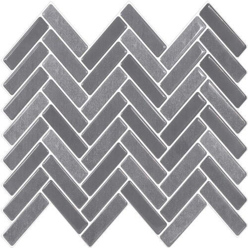 dark grey herringbone marble tile