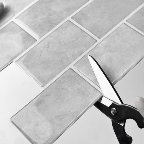 faux grey stone brick tile is easy to cut