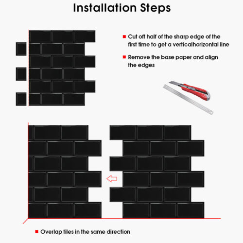 how to install black subway tile sticker