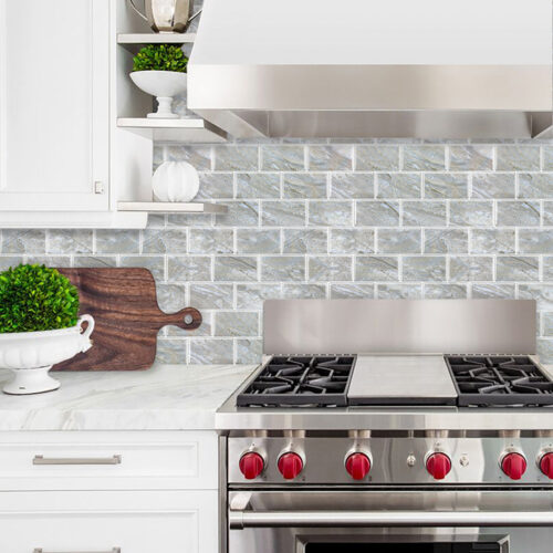 gray marble subway tile stickers kitchen backsplash