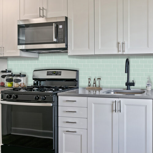 kitchen backsplash green subway vinyl tiles