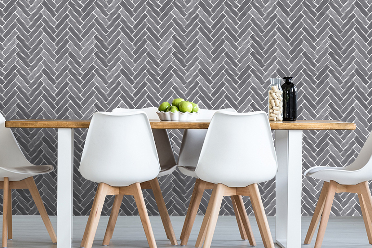 peel and stick herringbone marble tiles for dinner room walls