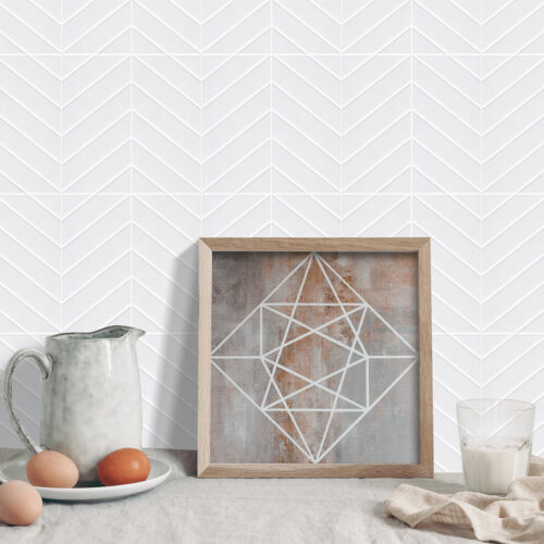 home decal pure white herringbone tiles