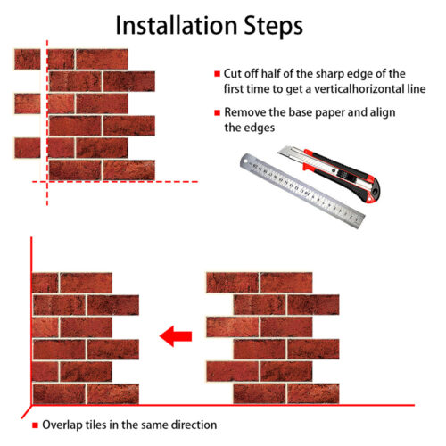 easy to install adhesive red brick tile