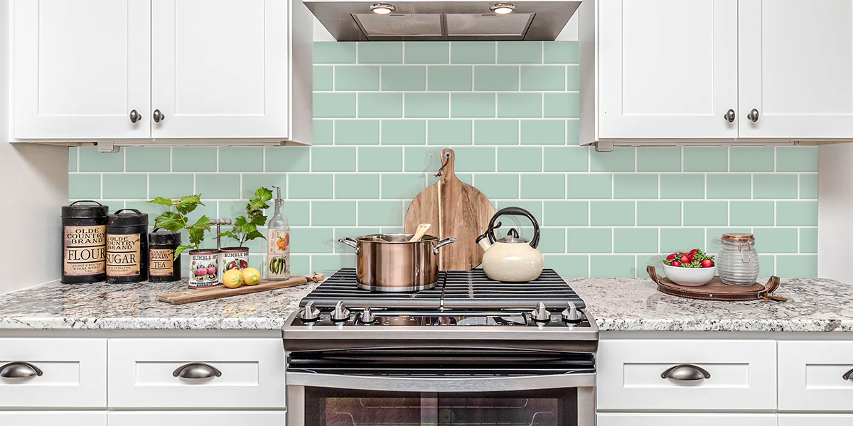 peel and stick green subway tiles for kitchen backsplash