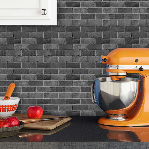 peel and stick grey brick tiles for kitchen backsplash