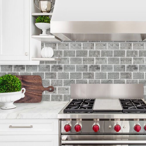 kitchen backsplash peel and stick grey marble tile stickers