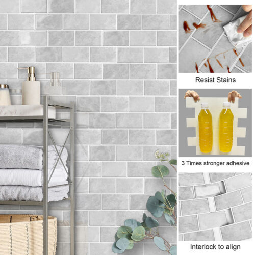 peel and stick grey stone brick tiles for laundry room walls