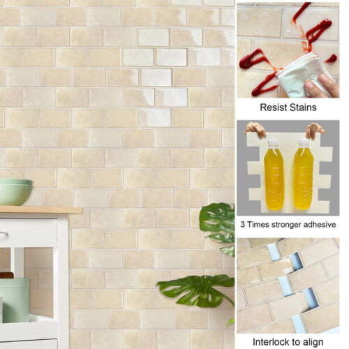 peel and stick beige brick tile