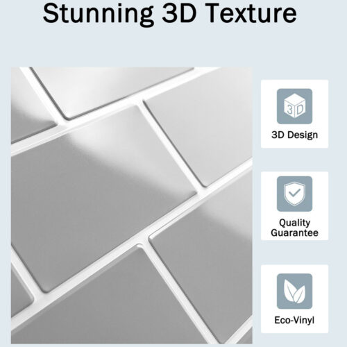 real 3d texture grey subway tile sticker