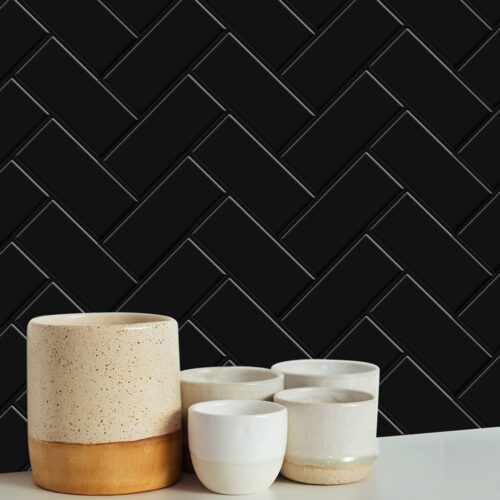 wall covering vinyl herringbone black chevron tile wallpaper