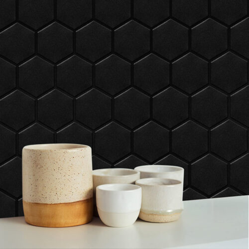 wall decal matte black hexagon tile sticker