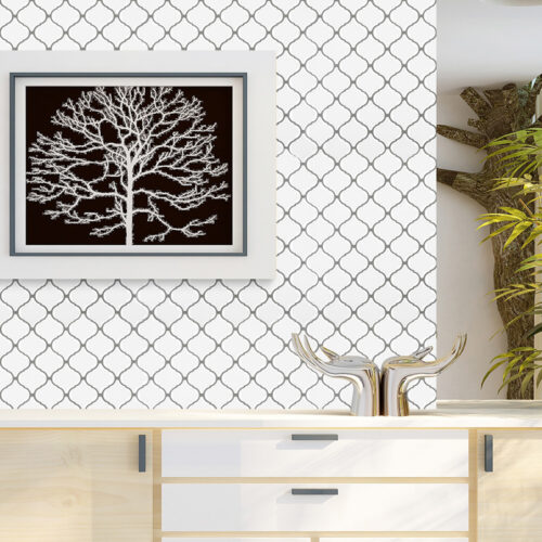 wall decoration white arabesque tiles