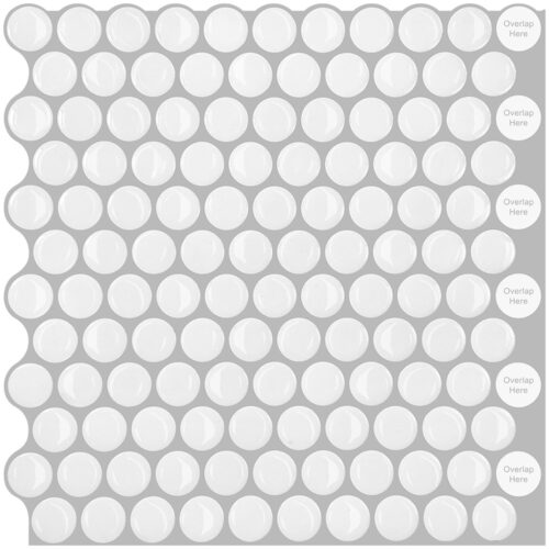 white penny tile with gray grout