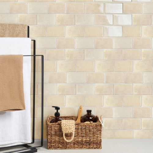 laundry room backsplash yellow beige brick tile