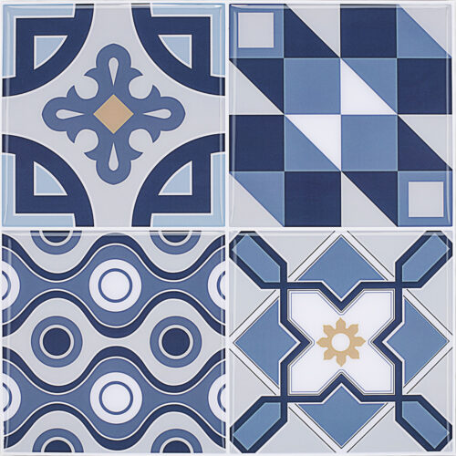 blue geometric tile