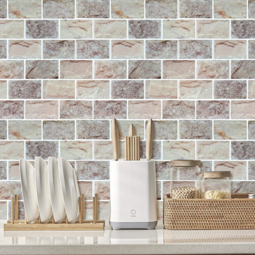 kitchen backsplash faux brick subway tile