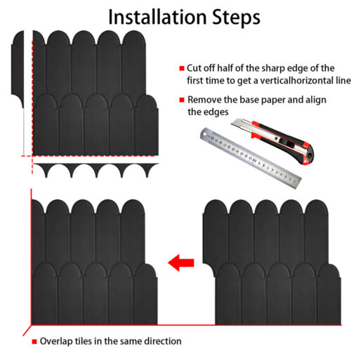 peel and stick black feather tile is easy to install