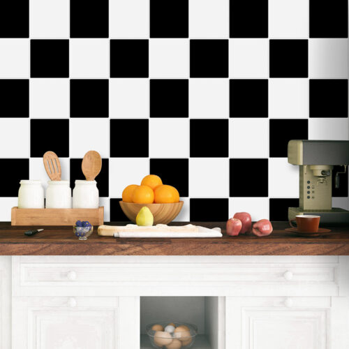 black and white square wall tile