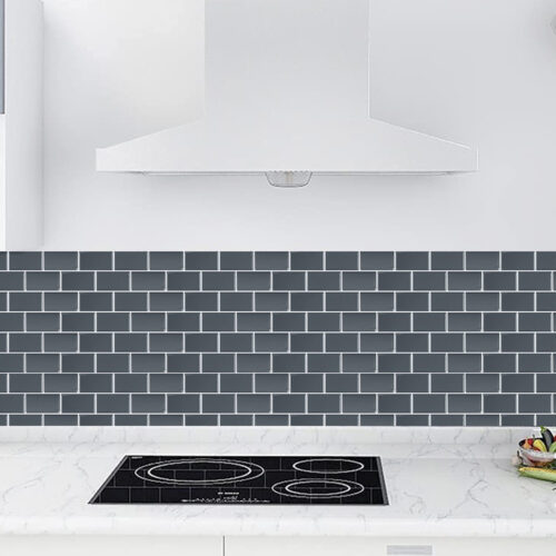 dark grey subway tile backsplash kitchen