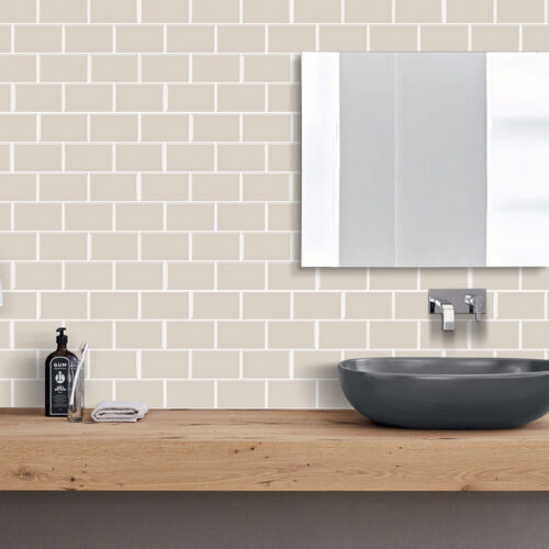 ivory subway tile backsplash bathroom