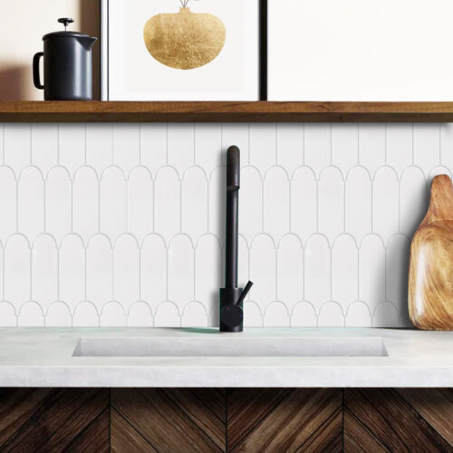 peel and stick white feather backsplash tiles