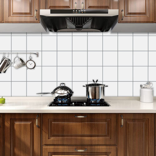 peel and stick white square tile backsplash