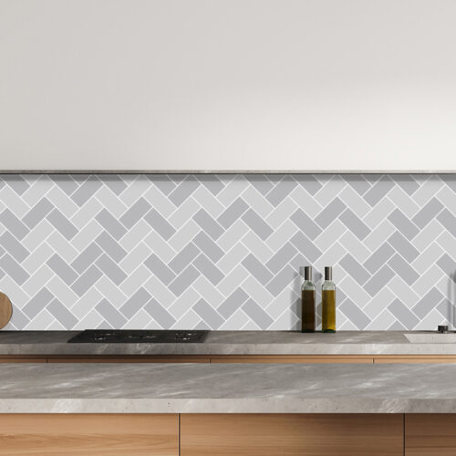 wall covering gray herringbone subway tile