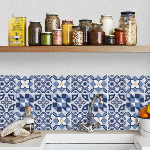 Mexican wall decoration blue geometric tile