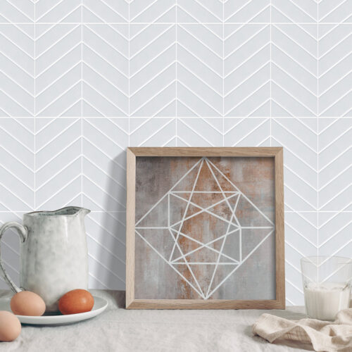 wall decal gray herringbone tile