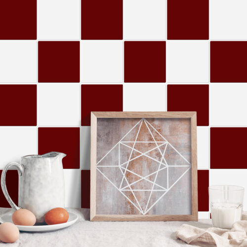 red and white mosaic wall tile