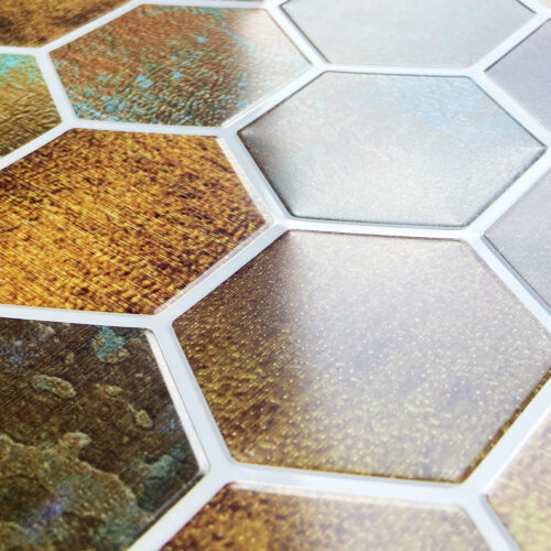 3d glossy hexagon bronze tile