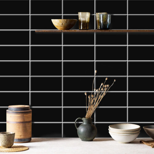 black rectangle wall tile