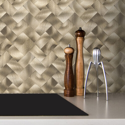 copper herringbone wall tile