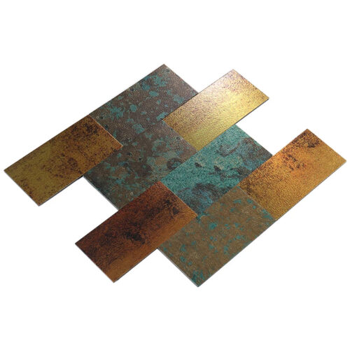 glossy bronze copper subway tile