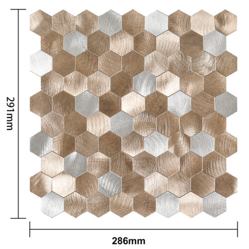 hex copper and stainless tile size 11.5 x 11.3 inch