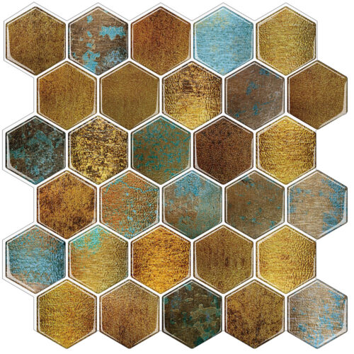 hexagon bronze backsplash tile