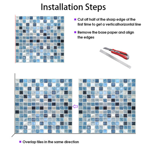 how to install blue square mosaic tile