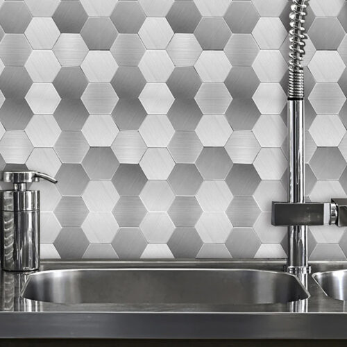 stainless steel hexagon mosaic wall tile