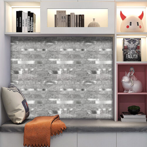 room wall decal PVC and brushed steel mixed mosaic tiles