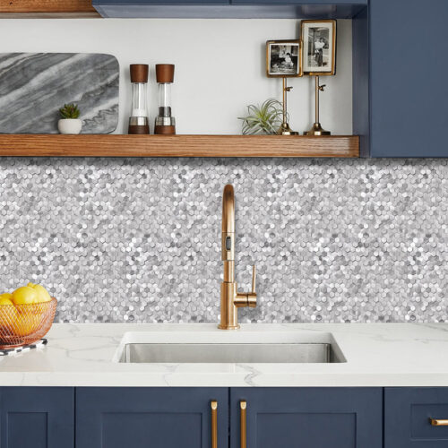 peel and stick aluminum honeycomb tile backsplash